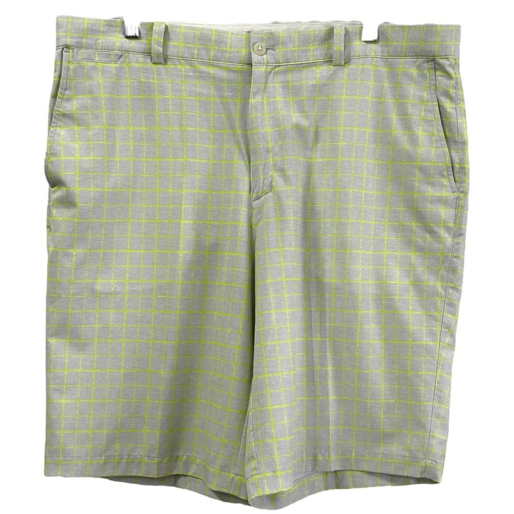 Nike Golf Men's Gray and Yellow‎ Checkered Golf Shorts  Sz 38